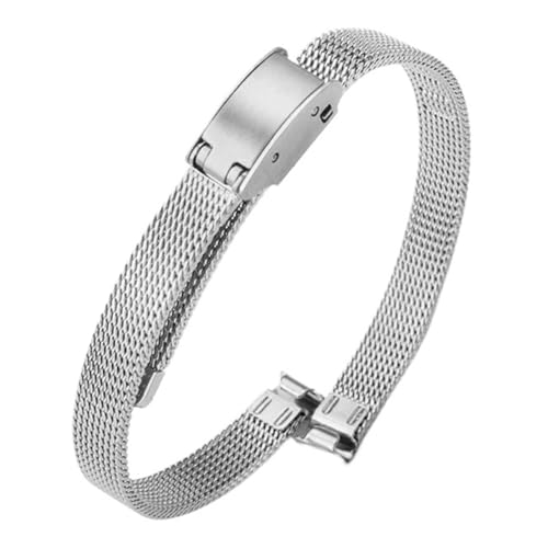 6 mm 8 mm 10 mm Metall-Uhrenkette for Damen, kleines Edelstahl-Armband, gewebtes Mesh-Armband(Silver,10mm) von LMINGZE