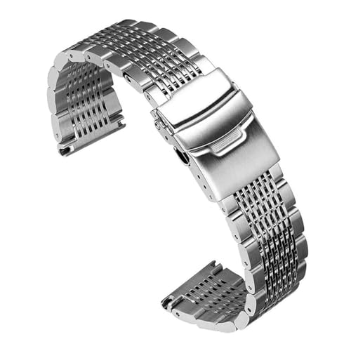 LMINGZE Edelstahl Mesh Uhrenarmband 18 20 22 24mm Metall Ersatzarmband Männer Frauen Universal Uhrenarmband(Silver_20mm) von LMINGZE