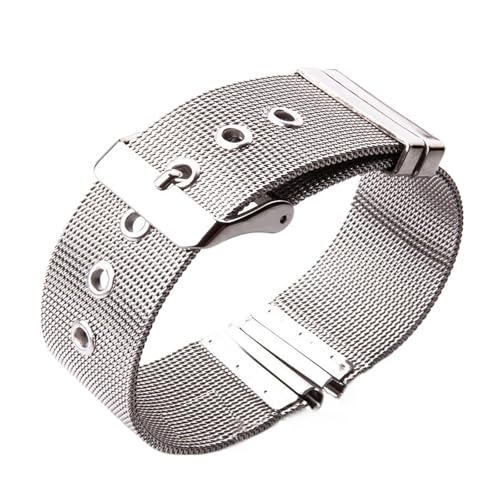 LMINGZE Edelstahl Mesh Uhrenarmband 18 20 22 24mm Metall Ersatzarmband Männer Frauen Universal Uhrenarmband(Silver_16mm) von LMINGZE