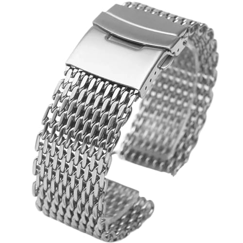 LMINGZE Edelstahl Mesh Uhrenarmband 18 20 22 24mm Metall Ersatzarmband Männer Frauen Universal Uhrenarmband(Silver_22MM_M (ABOUT15.5CM)) von LMINGZE