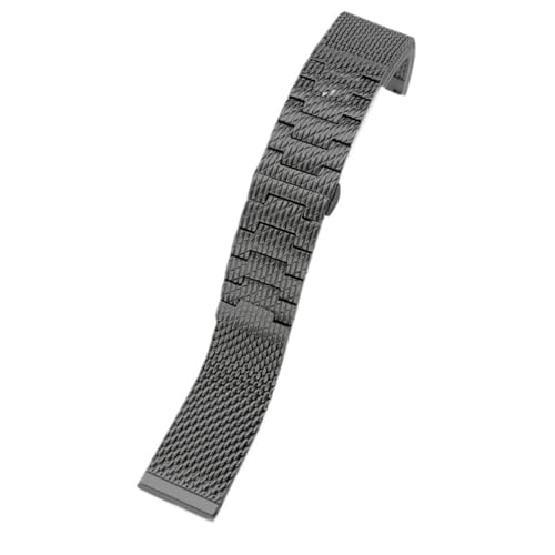 LMINGZE Edelstahl Mesh Uhrenarmband 20mm 23mm Metall Ersatzarmband Männer Frauen Universal Uhrenarmband(Black_22mm) von LMINGZE