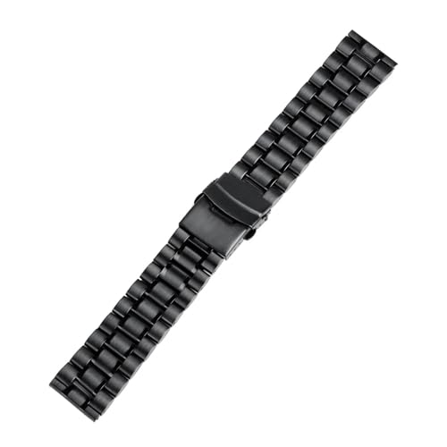 LMINGZE Edelstahl-Uhrenarmband 20 mm 22 mm 24 mm Metallarmband Faltschließe Universal-Uhrenarmband for Männer und Frauen(Black,22mm) von LMINGZE