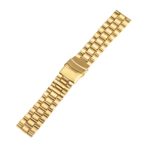 LMINGZE Edelstahl-Uhrenarmband 20 mm 22 mm 24 mm Metallarmband Faltschließe Universal-Uhrenarmband for Männer und Frauen(Gold,24mm) von LMINGZE