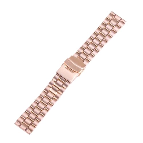 LMINGZE Edelstahl-Uhrenarmband 20 mm 22 mm 24 mm Metallarmband Faltschließe Universal-Uhrenarmband for Männer und Frauen(RoseGold,24mm) von LMINGZE