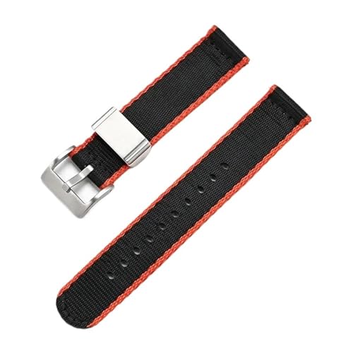 LMINGZE Gewebtes Canvas-Uhrenarmband, 18 mm, 20 mm, 22 mm, Schnellverschluss, Ersatzarmband, Herren und Damen, universelles Sportarmband(Black orange_18mm) von LMINGZE