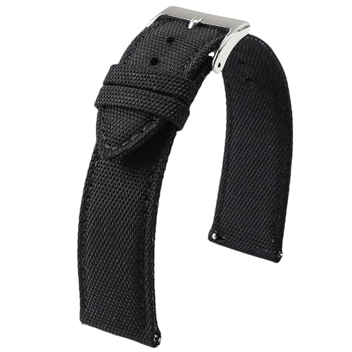 LMINGZE Gewebtes Canvas-Uhrenarmband, 20 mm, 22 mm, Schnellverschluss, Ersatzarmband, Herren und Damen, universelles Sportarmband(Black 1_22mm) von LMINGZE