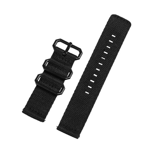 LMINGZE Gewebtes Canvas-Uhrenarmband, 22 mm, Schnellverschluss, Ersatzarmband, Herren und Damen, universelles Sportarmband(Black_22mm) von LMINGZE