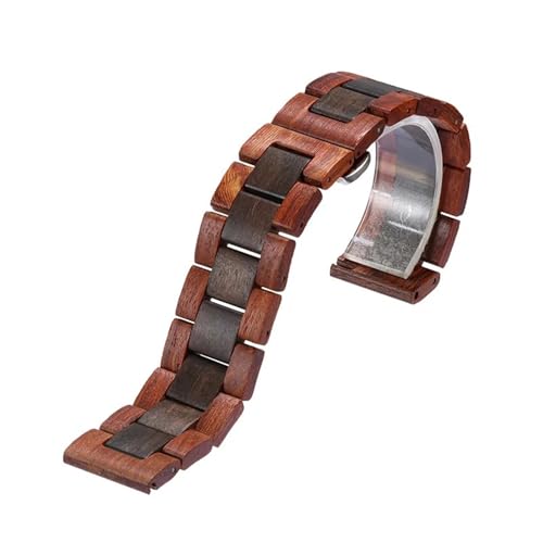 LMINGZE Holz Uhrenarmband 20mm 22mm Schnellverschluss Edelstahl Uhrenarmband Metall Ersatzband Universal(Color 01,22mm) von LMINGZE
