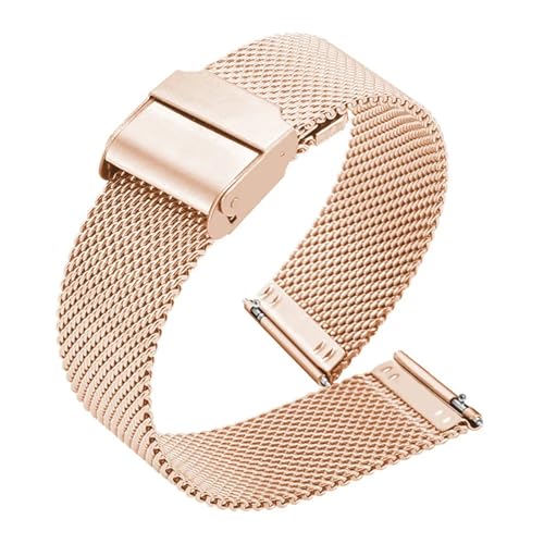 LMINGZE Mesh Edelstahl Uhrenarmband Armband Metall Schnellverschluss Herren Damen Universal Uhrenarmband 20mm 22mm(Rose Gold_22mm) von LMINGZE