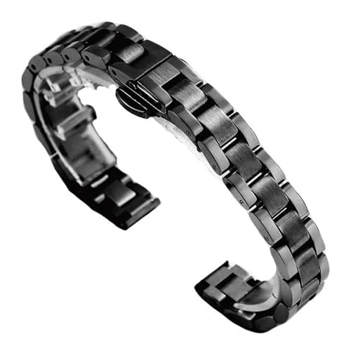 LMINGZE Metall-Uhrenkette, 10 mm, 20 mm, 22 mm, Damen-Edelstahl-Armband, Ersatz-Uhrenarmband(Black,10mm) von LMINGZE