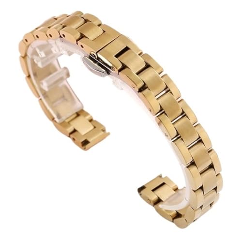 LMINGZE Metall-Uhrenkette, 10 mm, 20 mm, 22 mm, Damen-Edelstahl-Armband, Ersatz-Uhrenarmband(Gold,18mm) von LMINGZE