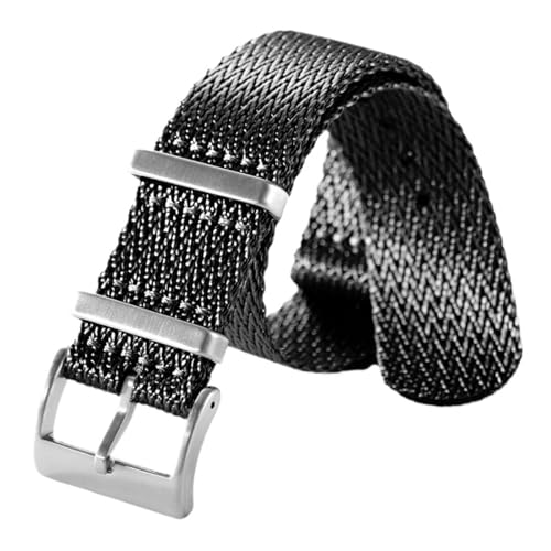 LMINGZE Nylon Canvas Uhrenarmband 18mm 20mm 22mm Uhrenarmband Herren Damen Universal Sport Armband Uhrenarmband(Black,20mm) von LMINGZE