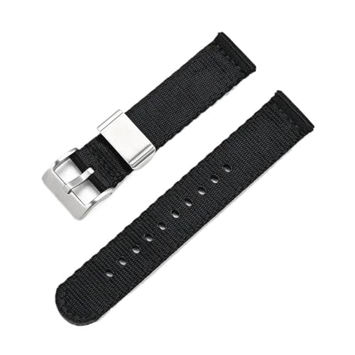 LMINGZE Nylon Canvas Uhrenarmband 20mm 22mm 24mm Schnellverschluss Uhrenarmband Herren Damen Universal Sport Armband Uhrenarmband(Black_22mm) von LMINGZE