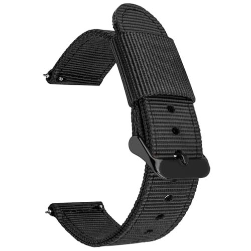 LMINGZE Nylon Canvas Uhrenarmband 20mm 22mm 24mm Schnellverschluss Uhrenarmband Herren Damen Universal Sport Armband Uhrenarmband(Black02_20mm) von LMINGZE