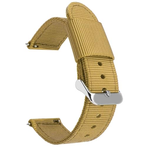 LMINGZE Nylon Canvas Uhrenarmband 20mm 22mm 24mm Schnellverschluss Uhrenarmband Herren Damen Universal Sport Armband Uhrenarmband(Gold01_20mm) von LMINGZE