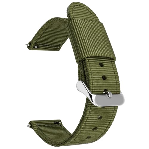 LMINGZE Nylon Canvas Uhrenarmband 20mm 22mm 24mm Schnellverschluss Uhrenarmband Herren Damen Universal Sport Armband Uhrenarmband(Green01_20mm) von LMINGZE