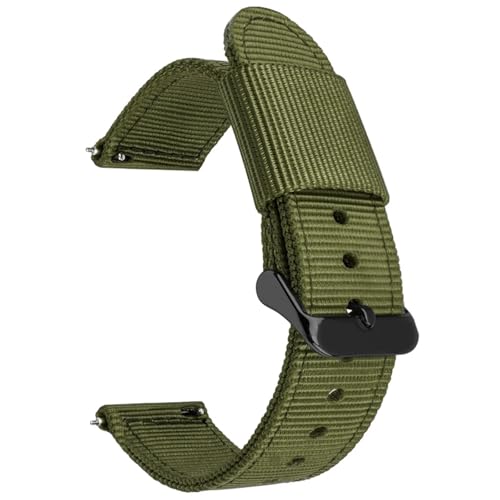 LMINGZE Nylon Canvas Uhrenarmband 20mm 22mm 24mm Schnellverschluss Uhrenarmband Herren Damen Universal Sport Armband Uhrenarmband(Green02_22mm) von LMINGZE
