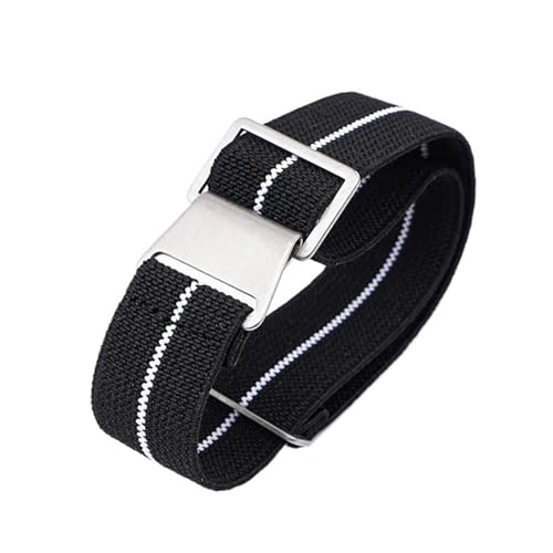 LMINGZE Nylon-Uhrenarmband 20 mm 22 mm 24 mm Canvas-Elastizitäts-Uhrenarmband Männer Frauen Universal-Sportarmband(Black White_24mm) von LMINGZE