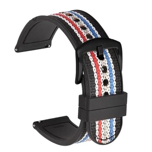 LMINGZE Nylon-Uhrenarmband 20 mm 22 mm Silikon-Schnellverschluss-Uhrenarmband Männer Frauen Universal-Sportarmband(Striped Black_22mm) von LMINGZE