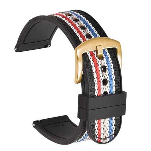LMINGZE Nylon-Uhrenarmband 20 mm 22 mm Silikon-Schnellverschluss-Uhrenarmband Männer Frauen Universal-Sportarmband(Striped Gold_22mm) von LMINGZE