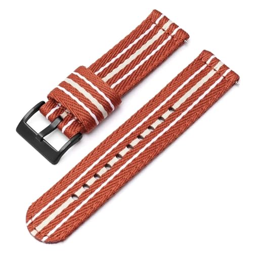 LMINGZE Nylon Uhrenarmband 20mm 22mm Canvas Schnellverschluss Uhrenarmband Herren Damen Universal Sport Armband Uhrenarmband(Orange white02_22mm) von LMINGZE