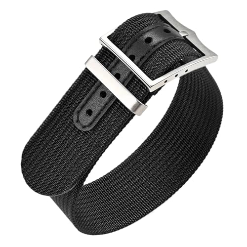 LMINGZE Nylon Uhrenarmband 20mm 22mm Canvas Uhrenarmband Männer Frauen Universal Sport Armband Uhrenarmband(Black_22mm) von LMINGZE