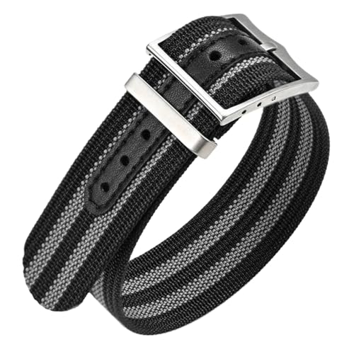 LMINGZE Nylon Uhrenarmband 20mm 22mm Canvas Uhrenarmband Männer Frauen Universal Sport Armband Uhrenarmband(Black Grey_20mm) von LMINGZE