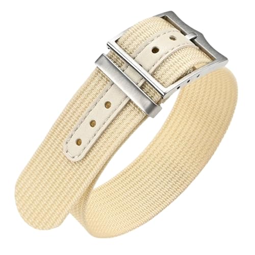 LMINGZE Nylon Uhrenarmband 20mm 22mm Canvas Uhrenarmband Männer Frauen Universal Sport Armband Uhrenarmband(Rice_22mm) von LMINGZE