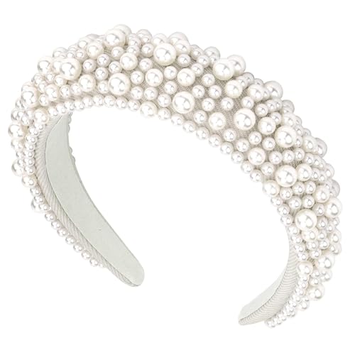 LMITYUEY Weiße Perlen Haarreifen, Bride Haarreif, Perlen Braut Haarbänder, Bride Kopfschmuck, Damen Breites Dickes Stirnband, für Valentine, Bachelor-Party, Freundinnenparty LMITYUEY Weiße Perlen Haarreifen, Bride Haarreif, Perlen Braut Haarbänder, Bride Kopfschmuck, Damen Breites Dickes Stirnband, für Valentine, Bachelor-Party, Freundinnenparty von LEMIEDUT