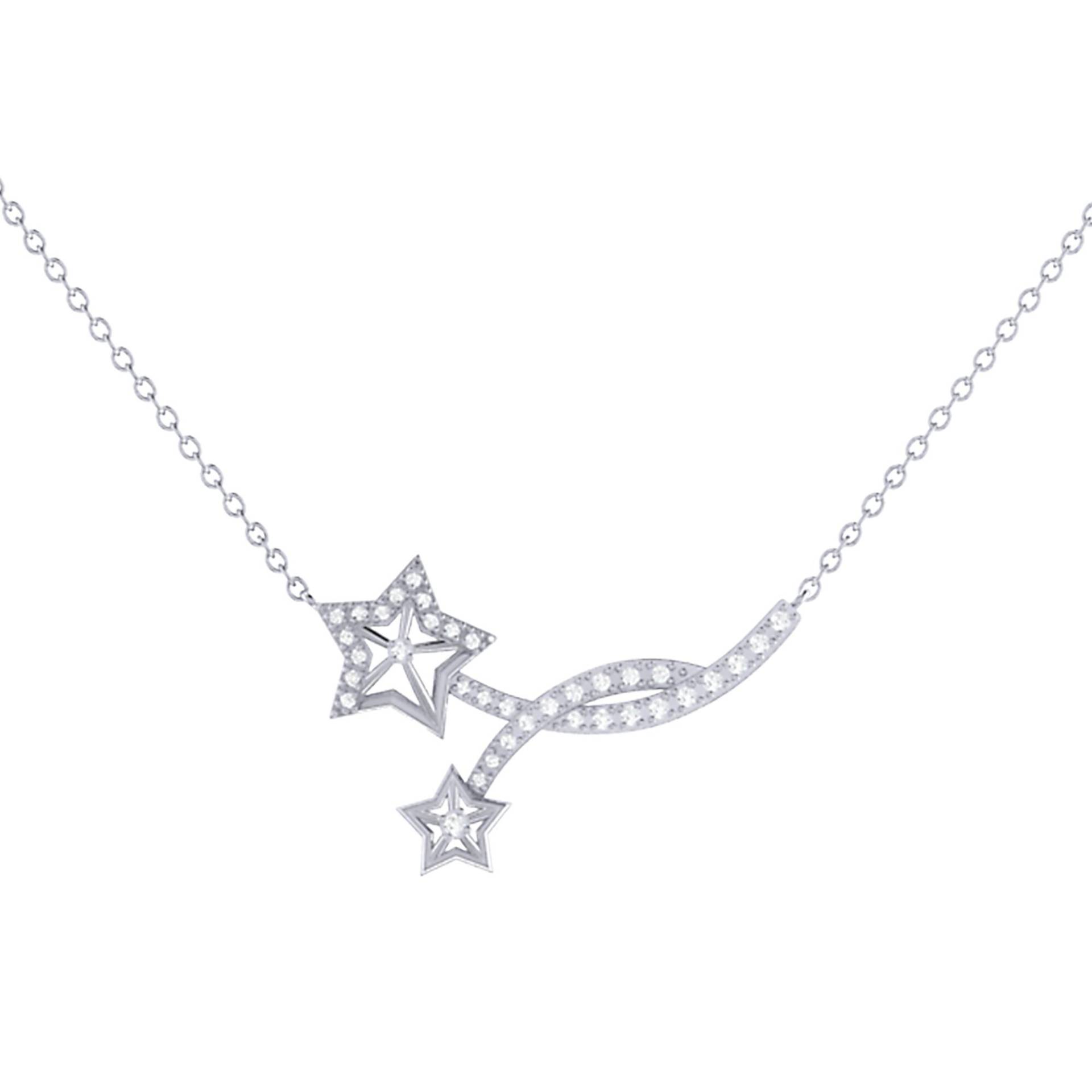 Abweichende Sterne Diamant Halskette in Sterling Silber von LMJJewelry