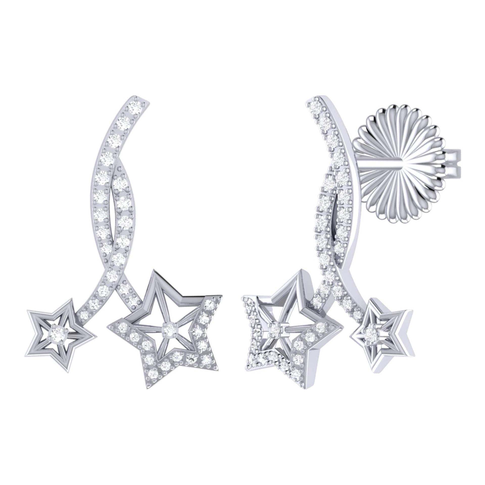 Abweichende Stern Diamant Twist Ohrringe in Sterling Silber von LMJJewelry