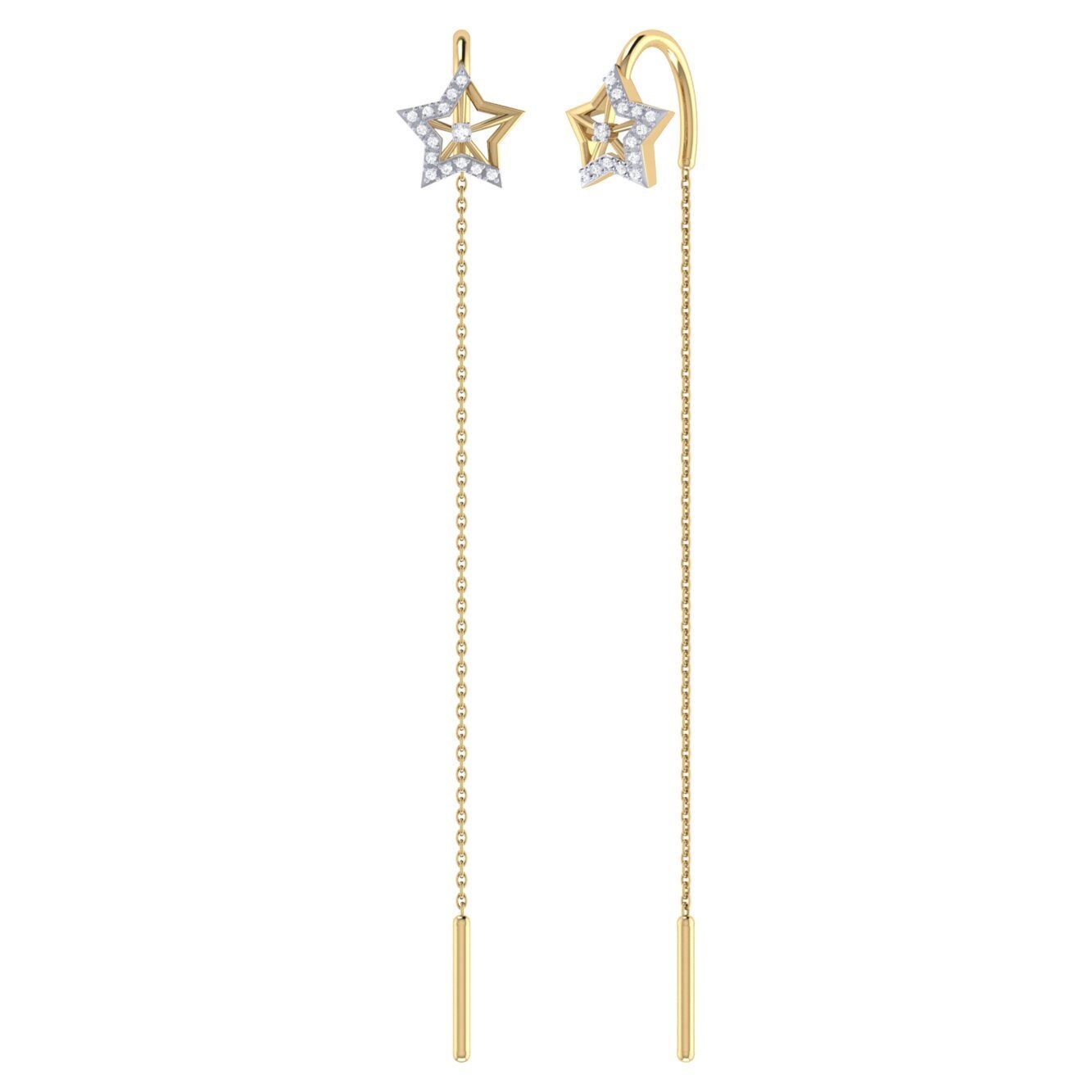 Lucky Star Tack-In Diamant Ohrringe in 14K Gelbgold von LMJJewelry