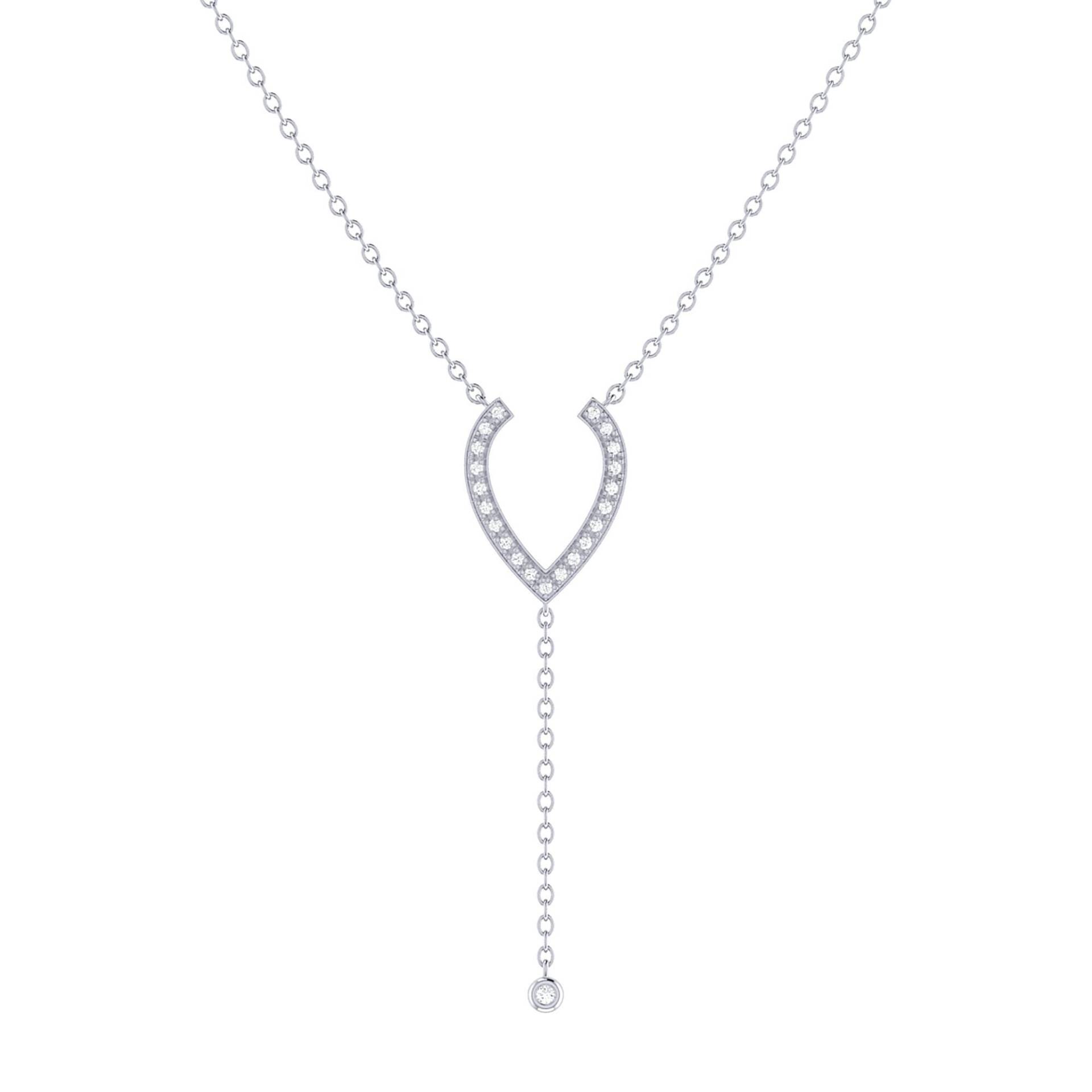 Nieseltropfen Tropfen Bolo Verstellbare Diamant Lariat Halskette in 14K Weißgold von LMJJewelry