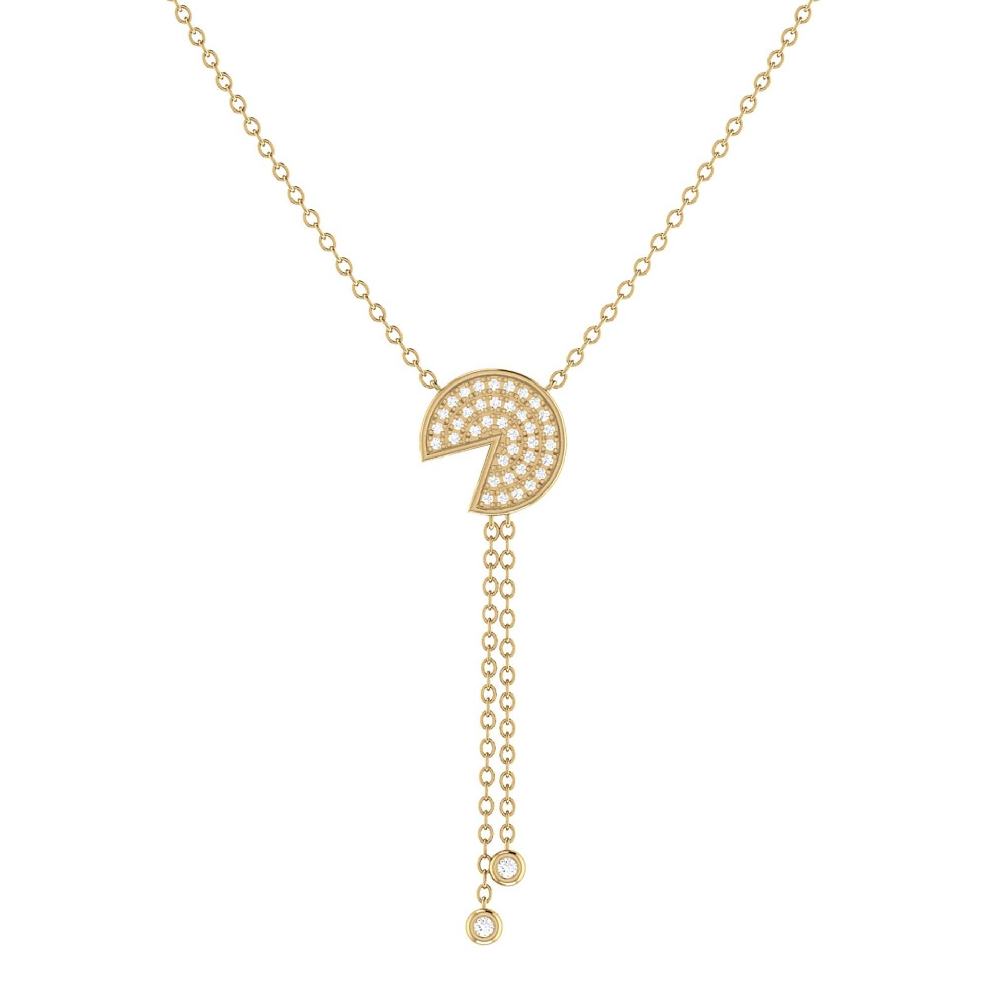 Pac-Man Candy Bolo Verstellbare Diamant Lariat Halskette in 14K Gelbgold von LMJJewelry