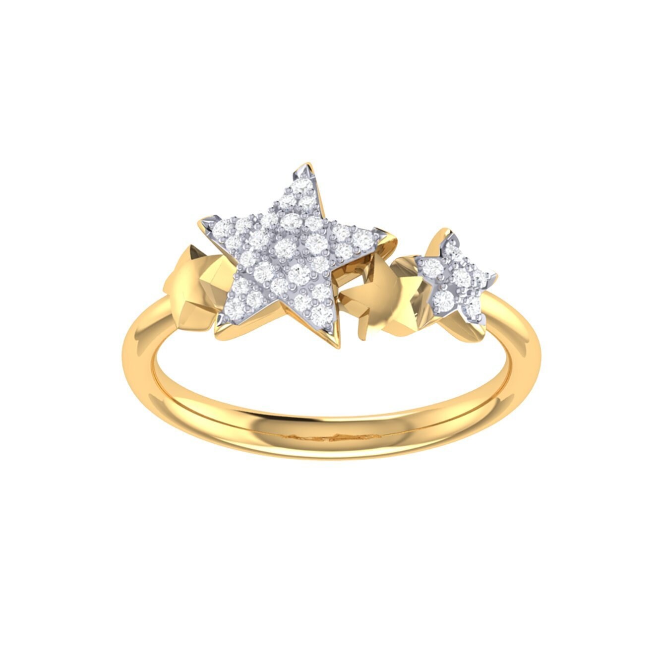 Schillernder Star Cluster Diamant Ring in 14K Gelbgold von LMJJewelry