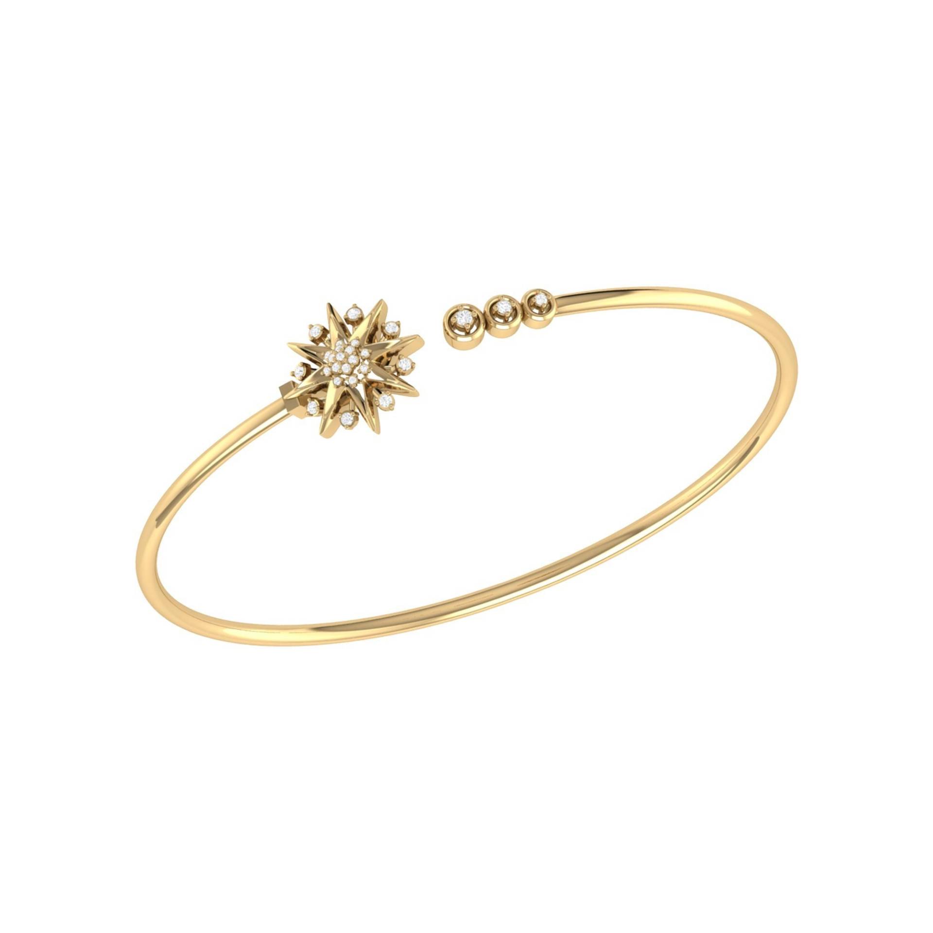 Supernova Stern Verstellbare Diamant Manschette in 14K Gelbgold von LMJJewelry