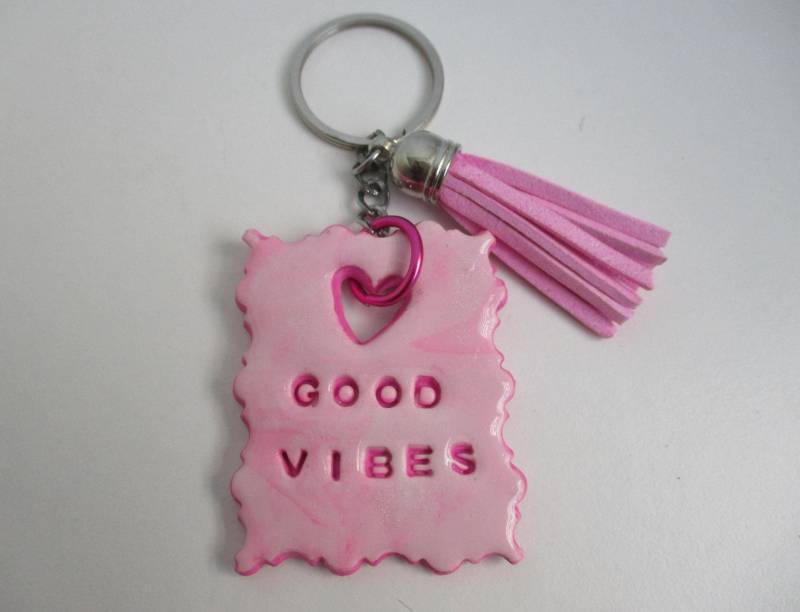 Gute Stimmung Schlüsselanhänger | Taschenanhänger Rosa Schlüsselring Geschenk Für Sie Gepäck Zubehör von LMLKCreations