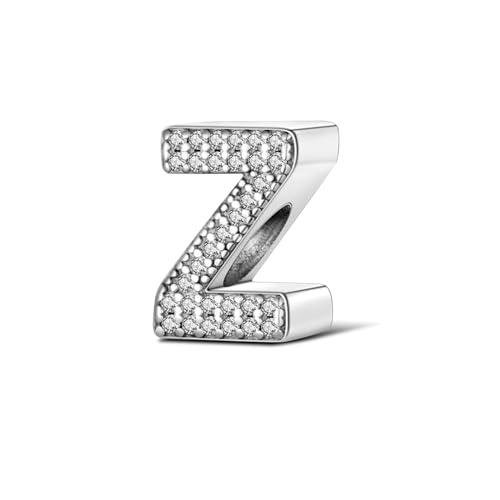925 Sterling Silber Buchstaben Charm Beads Z mit Zirkonia - Pandora Kompatible Perlen für Damenarmband & Halskette - Schmuckperlen mit Europäischer Kompatibilität 925 Sterling Silber Buchstaben Charm Beads Z mit Zirkonia - Pandora Kompatible Perlen für Damenarmband & Halskette - Schmuckperlen mit Europäischer Kompatibilität von LMLMECREA