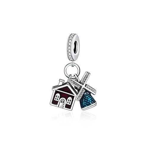 LMLMECREA Reisen Charms Anhänger - 925 Sterling Silber Haus-Windmühle-Charm für Europäische Armbänder & Ketten | Schmuckgeschenk für Damen von LMLMECREA