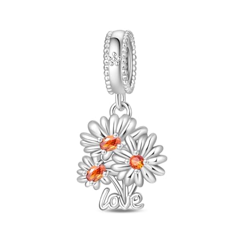 LMLMECREA Blume Charms Anhänger - 925 Sterling Silber Gänseblümchen Charm für Europäische Armbänder & Ketten | Schmuckgeschenk für Damen von LMLMECREA