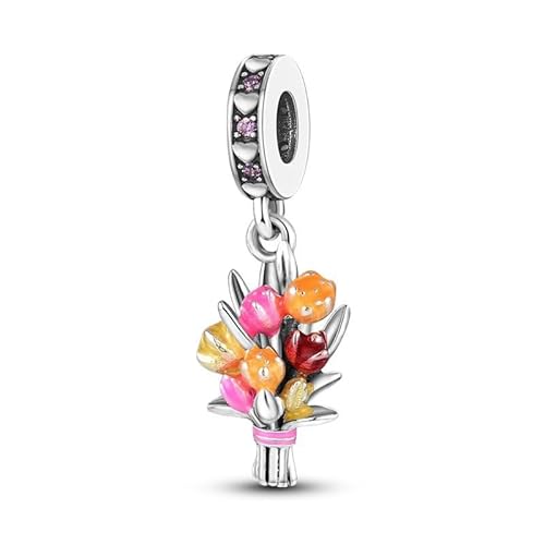 LMLMECREA Blume Charms Anhänger - 925 Sterling Silber Nelken Charm für Europäische Armbänder & Ketten | Muttertagsgeschenk für Damen von LMLMECREA