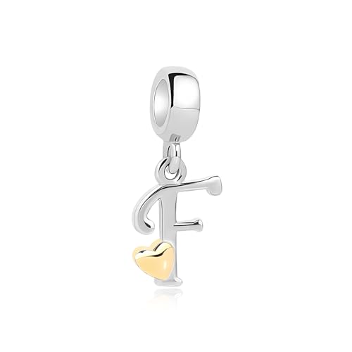 LMLMECREA Damen Charms Anhänger mit gelbem Herz & Buchstabe F | 925 Sterling Silber | Personalisierbares Geschenk | Passend für Europäische Armbänder & Halsketten LMLMECREA Damen Charms Anhänger mit gelbem Herz & Buchstabe F | 925 Sterling Silber | Personalisierbares Geschenk | Passend für Europäische Armbänder & Halsketten von LMLMECREA