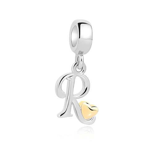 LMLMECREA Damen Charms Anhänger mit gelbem Herz & Buchstabe R | 925 Sterling Silber | Personalisierbares Geschenk | Passend für Europäische Armbänder & Halsketten LMLMECREA Damen Charms Anhänger mit gelbem Herz & Buchstabe R | 925 Sterling Silber | Personalisierbares Geschenk | Passend für Europäische Armbänder & Halsketten von LMLMECREA