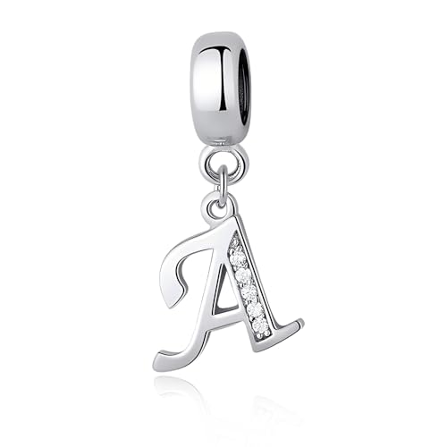 LMLMECREA 925 Sterling Silber Initialen Charms Anhänger - Buchstaben A Charm für Europäische Armbänder & Halsketten - Schmuckgeschenk für Damen von LMLMECREA