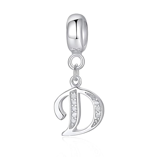 LMLMECREA 925 Sterling Silber Initialen Charms Anhänger - Buchstaben D Charm für Europäische Armbänder & Halsketten - Schmuckgeschenk für Damen von LMLMECREA
