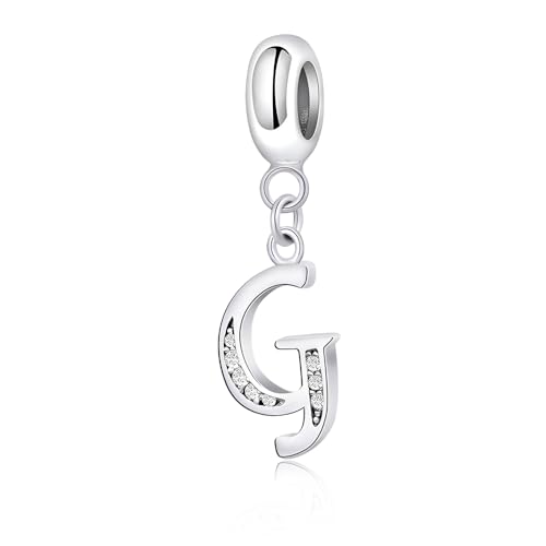 LMLMECREA 925 Sterling Silber Initialen Charms Anhänger - Buchstaben G Charm für Europäische Armbänder & Halsketten - Schmuckgeschenk für Damen von LMLMECREA