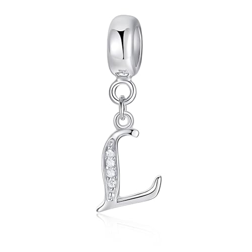LMLMECREA 925 Sterling Silber Initialen Charms Anhänger - Buchstaben L Charm für Europäische Armbänder & Halsketten - Schmuckgeschenk für Damen von LMLMECREA