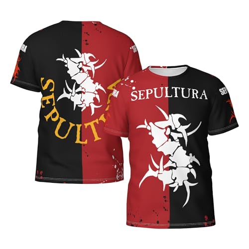 LMLXYZ Sepultura Logo Roots Tshirt Metal Band Herren T-Shirt Sommer Kurzarm Neuheit Lässig T Shirt Für Männer Rundhals Fans Merch Tops von LMLXYZ