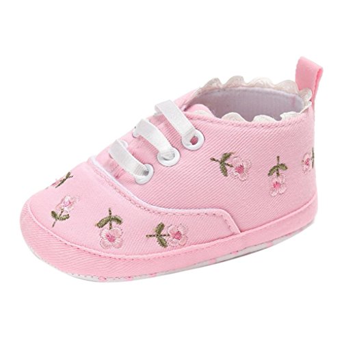 Babyschuhe Neugeborenen Lauflernschuhe Baby Mädchen Krippeschuhe Lederpuschen Floral Krippe Schuhe Krabbelschuhe Sternchen Schuhe Wanderschuhe Krabbelschuhe LMMVP (Rosa, 12CM (6~12 Month)) von LMMVP-Schuhe Babys