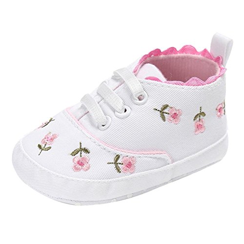 Babyschuhe Neugeborenen Lauflernschuhe Baby Mädchen Krippeschuhe Lederpuschen Floral Krippe Schuhe Krabbelschuhe Sternchen Schuhe Wanderschuhe Krabbelschuhe LMMVP (Weiß, 12CM (6~12 Month)) von LMMVP-Schuhe Babys